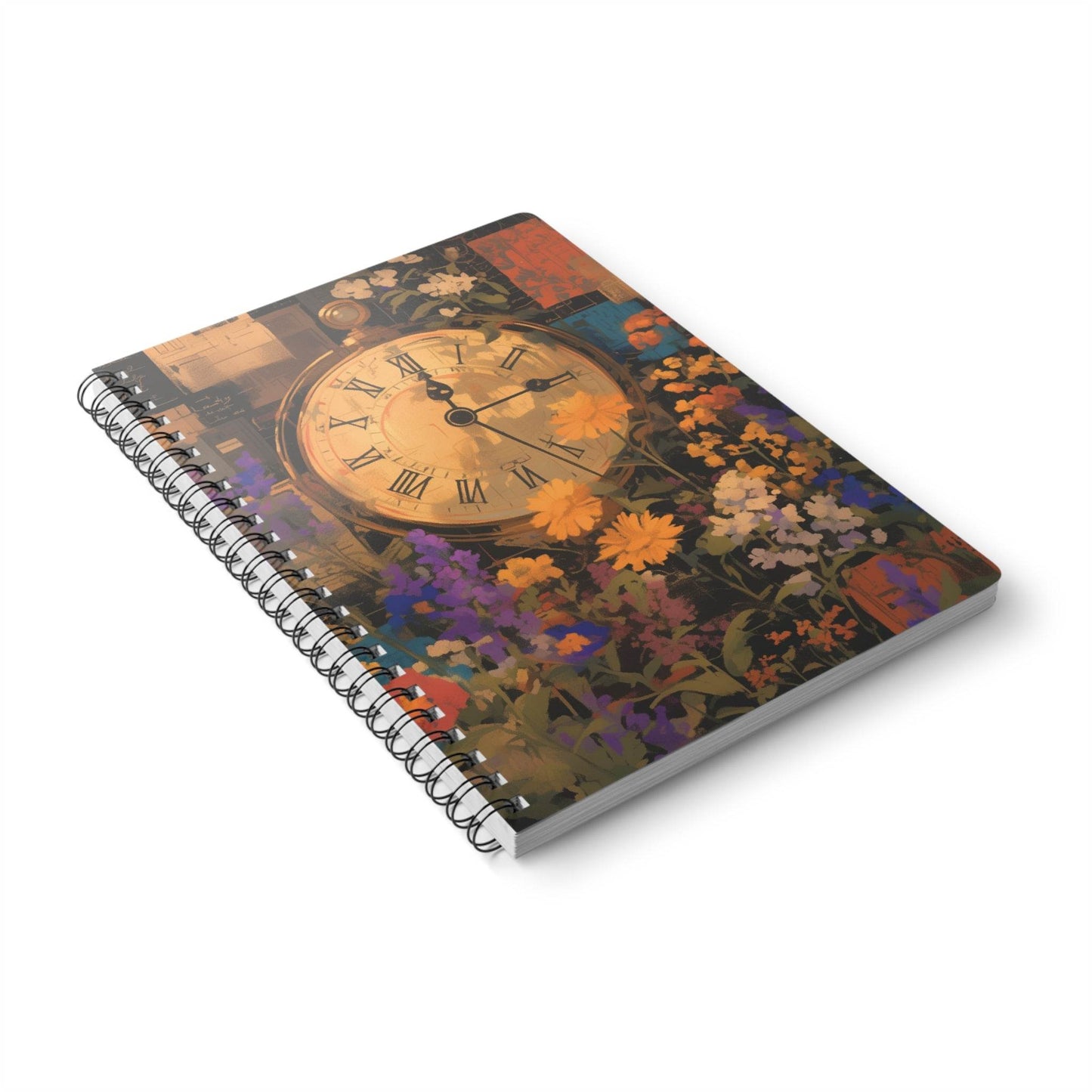 The Timekeeper's Bloom | A5 Wirobound Lined Notebook - Slash Imagine It